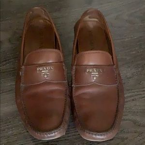 Brown Prada mens slip on loafers 9.5